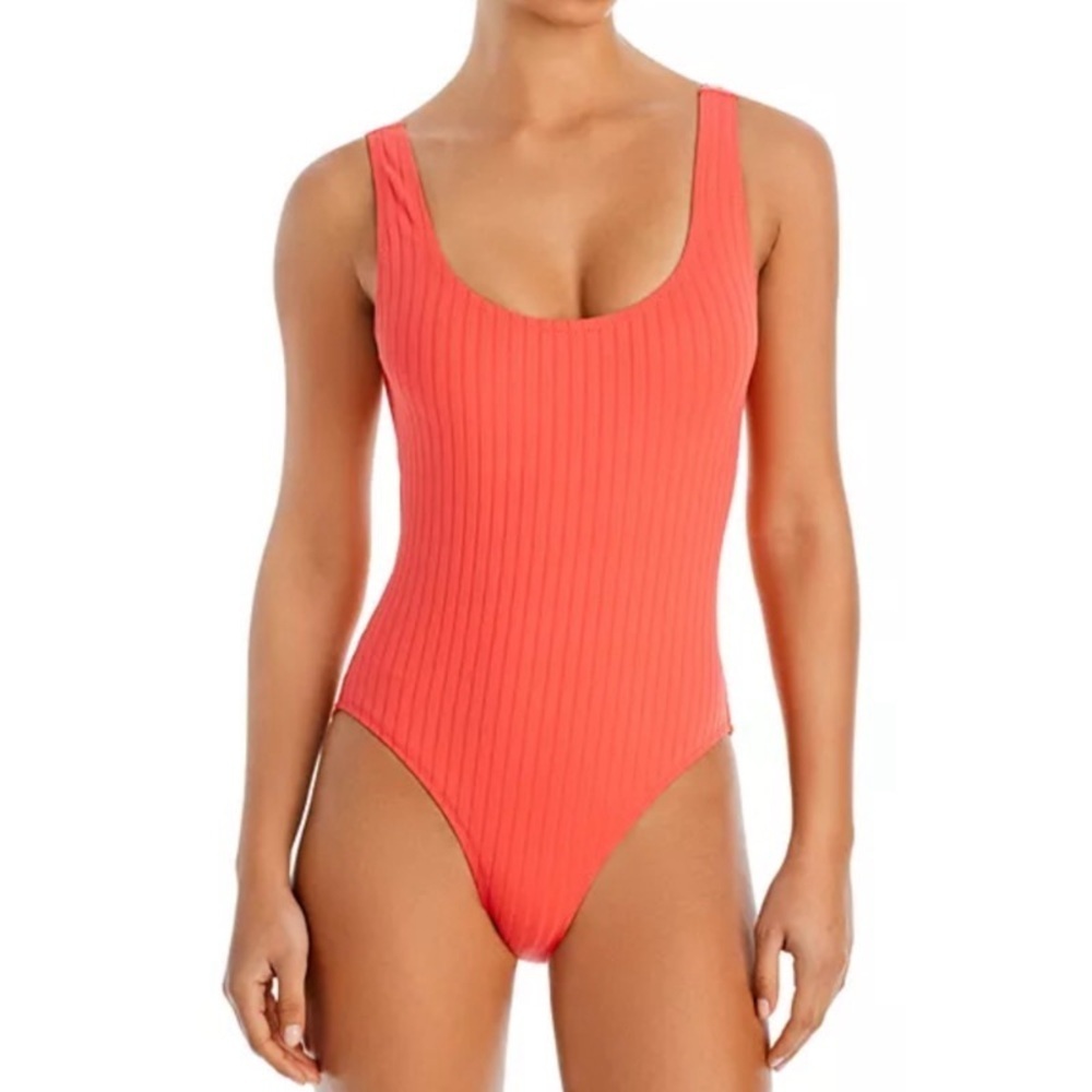 NEW SOLID & STRIPED The Annemarie One-Piece Swimsuit in Hot Coral